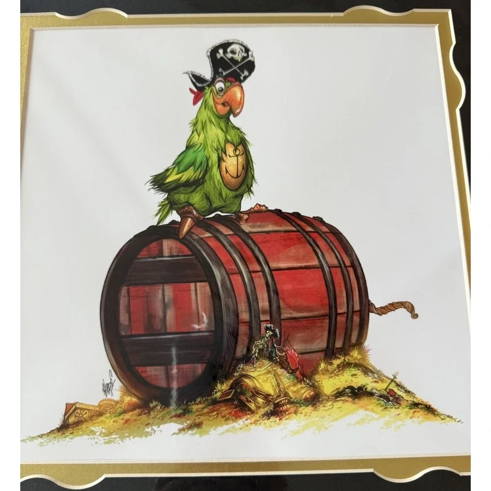 2025 Disney Parks Pirate BB Beak Barrel Parrot Print‎ Francisco Herrera 14x14